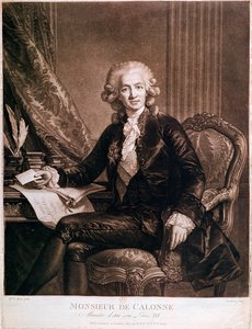 チャールズアレクサンドルデカロンヌ（1734-1802）ルイ16世の財政の総支配人（1754-93）はde Breaによって彫刻されました 作： Elisabeth Louise Vigee Lebrun